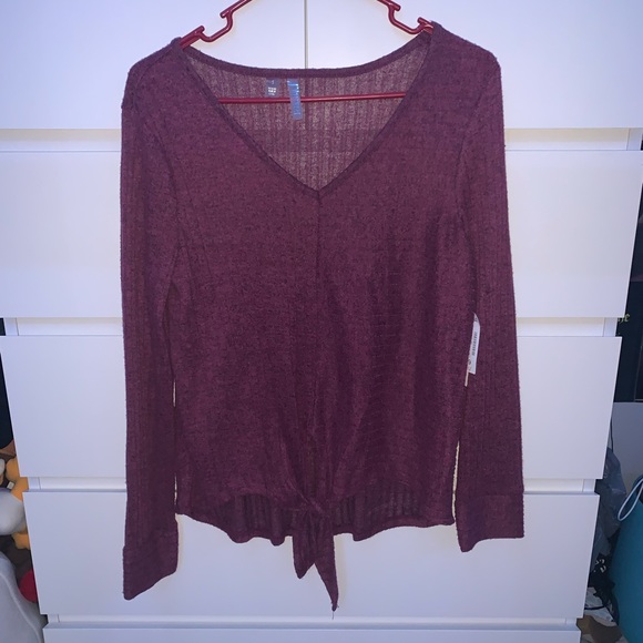 Silverwear Sweaters - Silverwear Semi-Sheer Plum Purple Sweater Women’s Small Light Tied Bottom